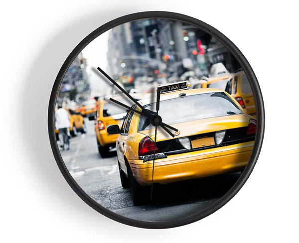 Yellow Cabs In New York 1 Clock - Wallart-Direct UK