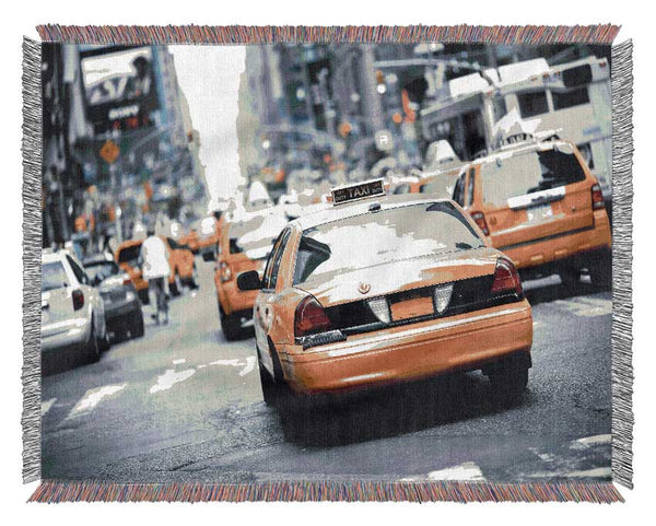 Yellow Cabs In New York 1 Woven Blanket