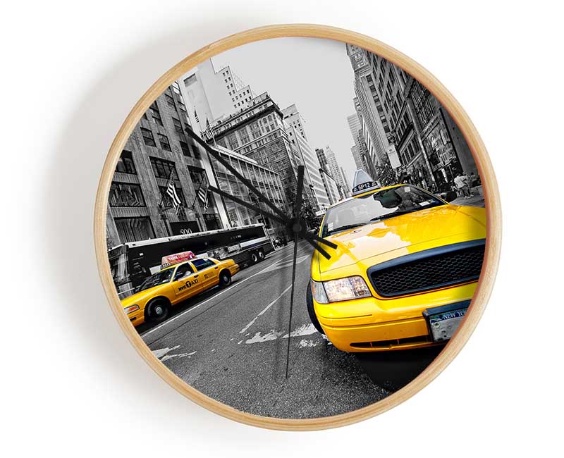 Yellow Cabs In New York 2 Clock - Wallart-Direct UK