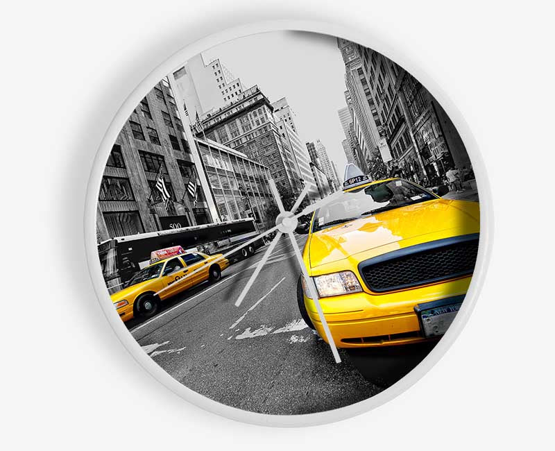 Yellow Cabs In New York 2 Clock - Wallart-Direct UK