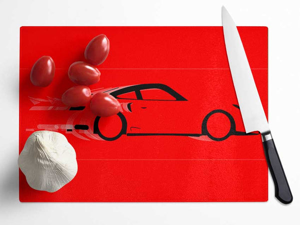 Red Porsche Blur Glass Chopping Board