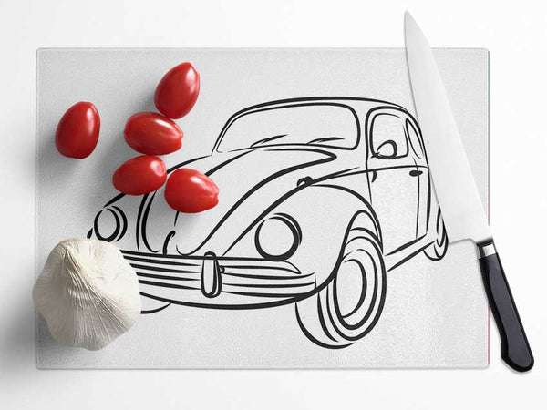 VW Beetle Outline Glass Chopping Board