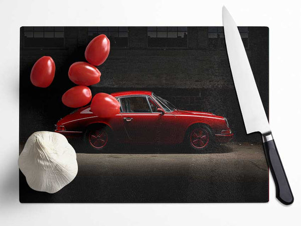 Classic Red Porsche Glass Chopping Board