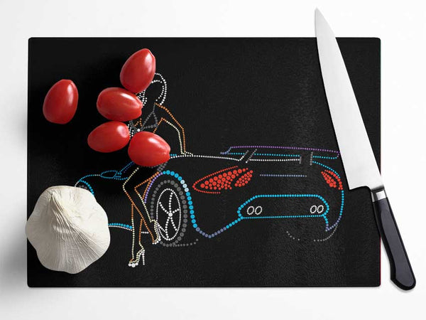 Lamborgini Lights Glass Chopping Board