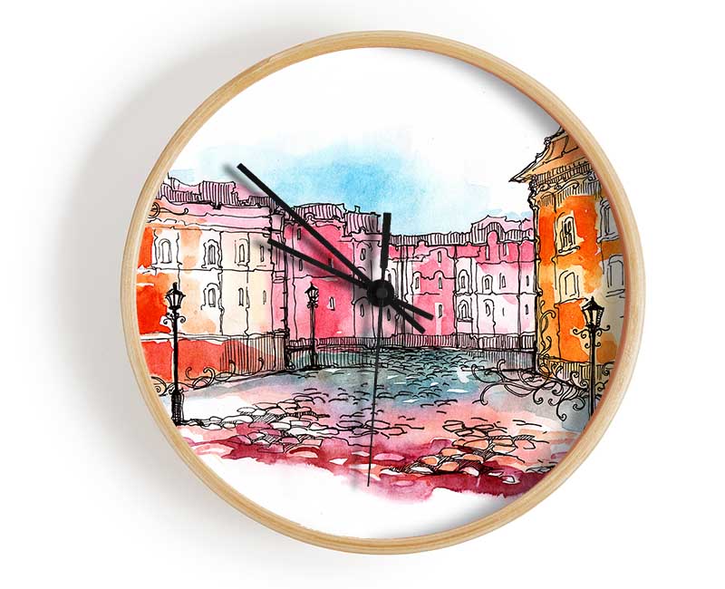 Cobbled Streets 1 Clock - Wallart-Direct UK