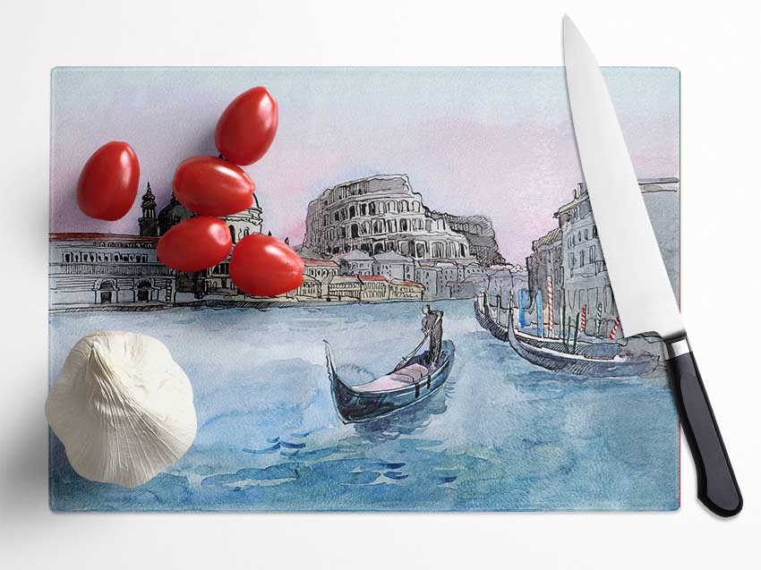 Gondola Ride 10 Glass Chopping Board