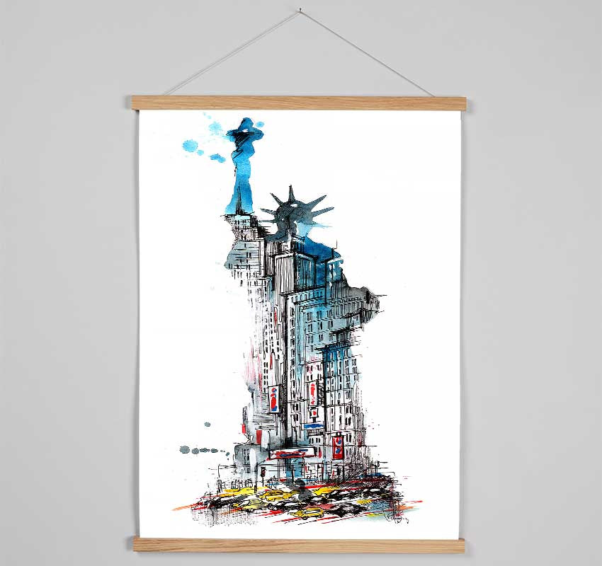 The Big Apple In The Statue Of Liberty Hanging Poster - Wallart-Direct UK