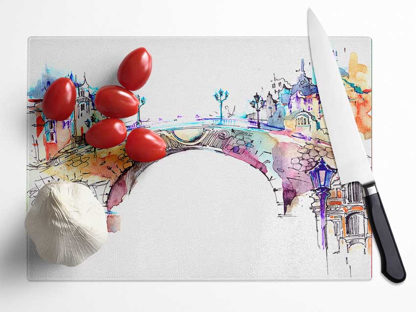 Colourful Bridge Glass Chopping Board