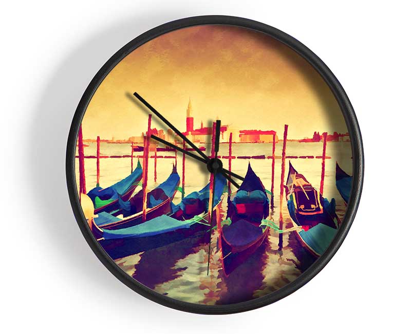 Gondola Line Up 8 Clock - Wallart-Direct UK