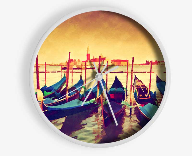 Gondola Line Up 8 Clock - Wallart-Direct UK