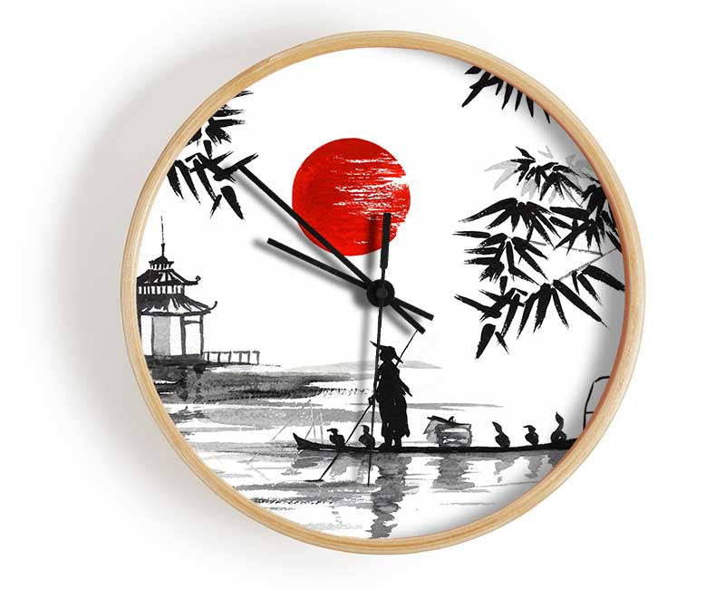 Chinese Fishermen Clock - Wallart-Direct UK