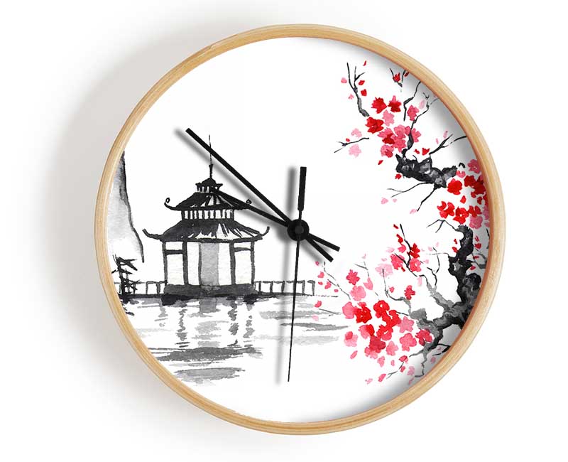 Cherry Blossom Monument Clock - Wallart-Direct UK