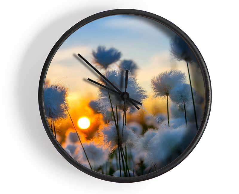 Cottonbuds In The Sunset Clock - Wallart-Direct UK