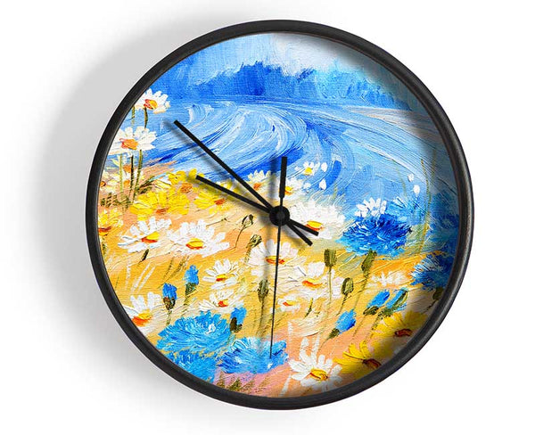 Daisy Yellow Blues Clock - Wallart-Direct UK