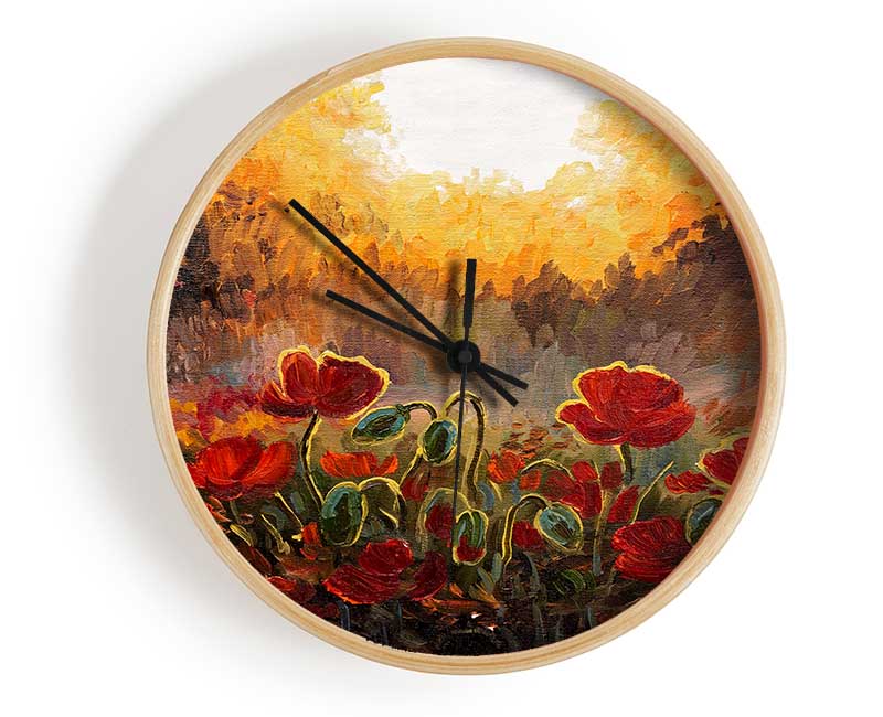 Poppies Finding The Sun Clock - Wallart-Direct UK