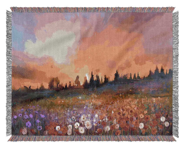 Sun Break Over The Wild Flowers Woven Blanket