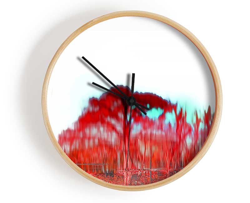 Red Tree River Reflections Clock - Wallart-Direct UK