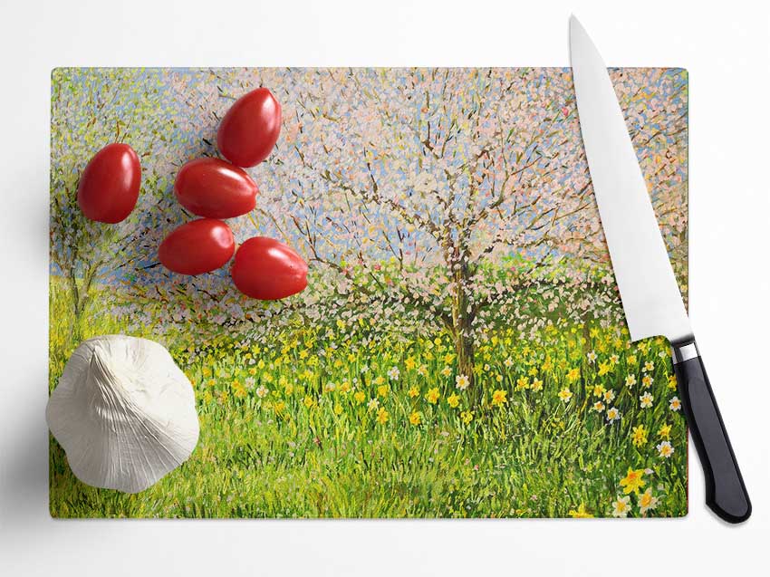 Spring Time Glass Chopping Board