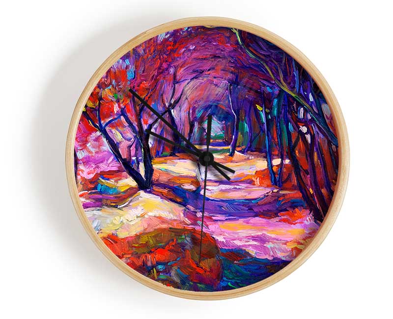 Red Forest Walk Clock - Wallart-Direct UK