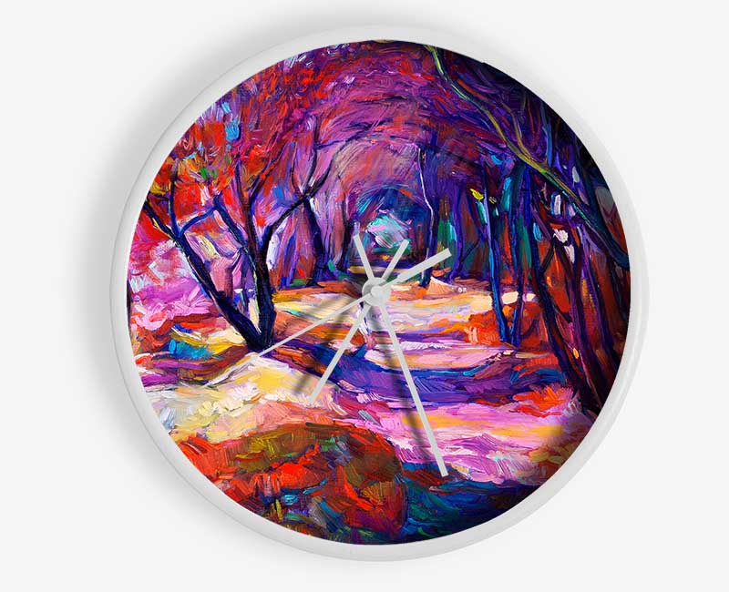 Red Forest Walk Clock - Wallart-Direct UK