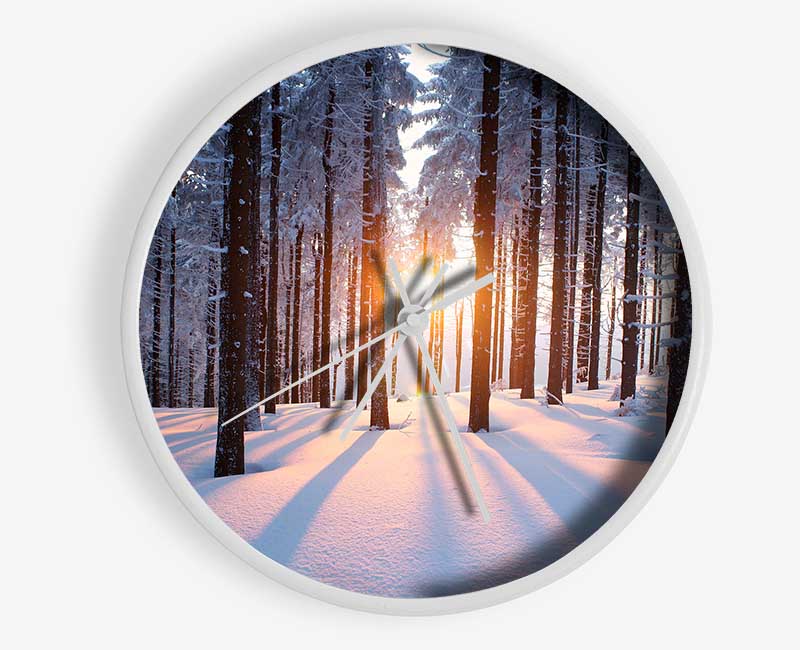 Sun Burst Snow Trees Clock - Wallart-Direct UK