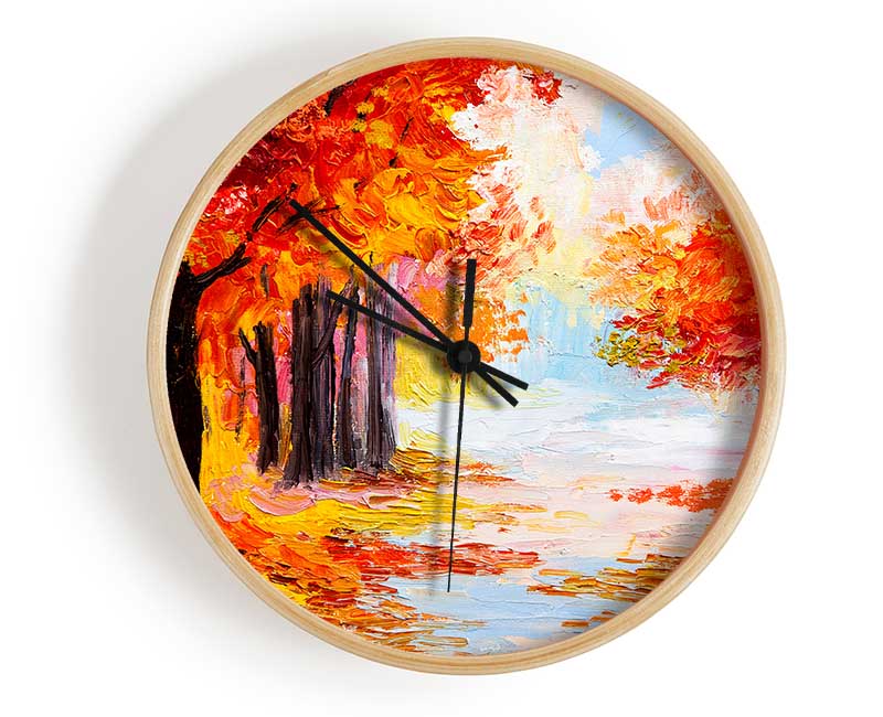 Autumn Orange Path Clock - Wallart-Direct UK