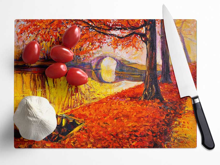 Autumn Splendor Glass Chopping Board