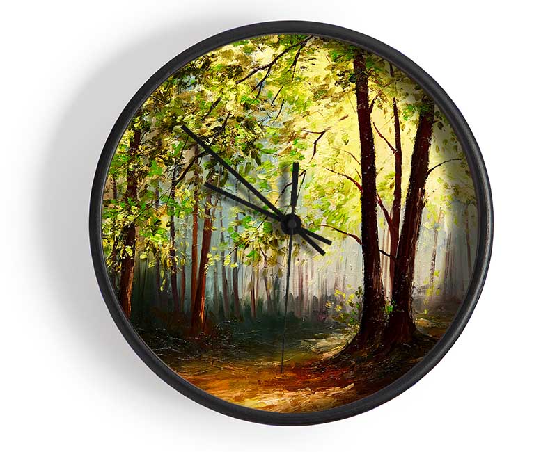 Green Tree Sun Haze Clock - Wallart-Direct UK