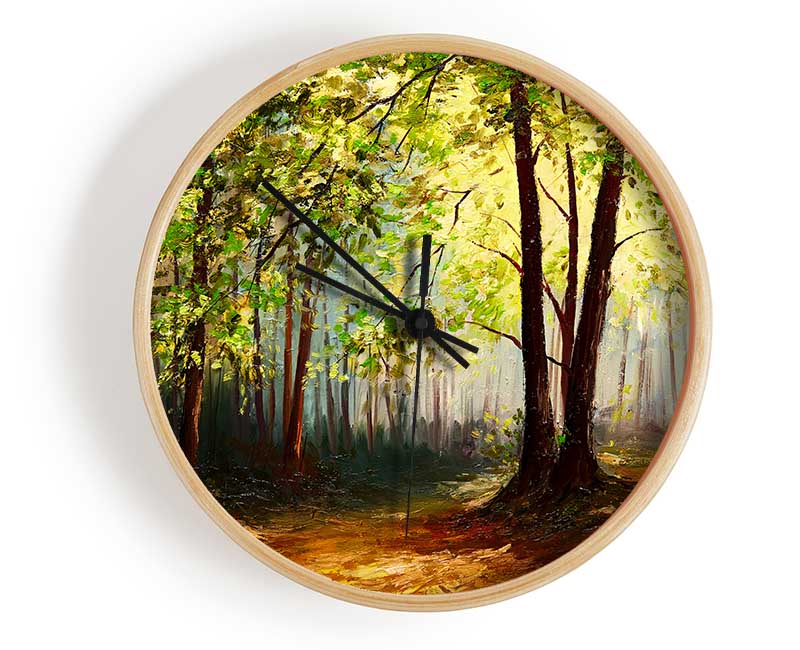 Green Tree Sun Haze Clock - Wallart-Direct UK