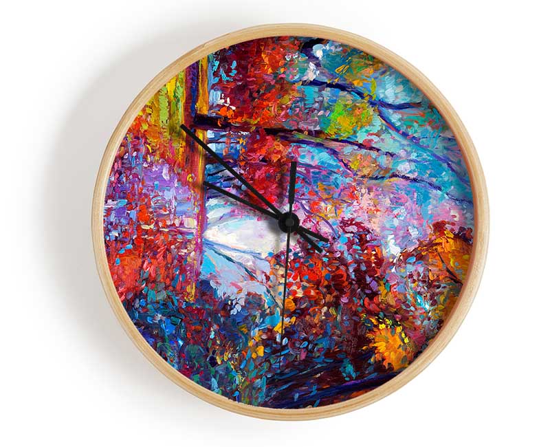 Red Leaves Fallen Clock - Wallart-Direct UK