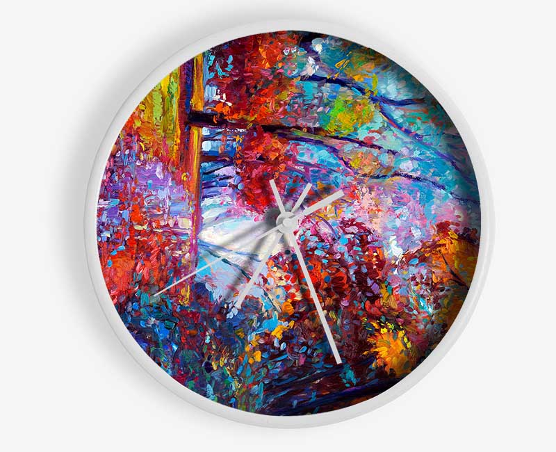 Red Leaves Fallen Clock - Wallart-Direct UK