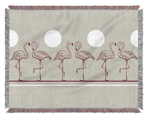 Pink Flamingo moon Woven Blanket