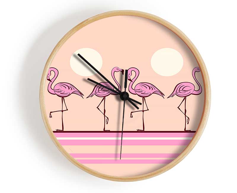 Pink Flamingo moon Clock - Wallart-Direct UK