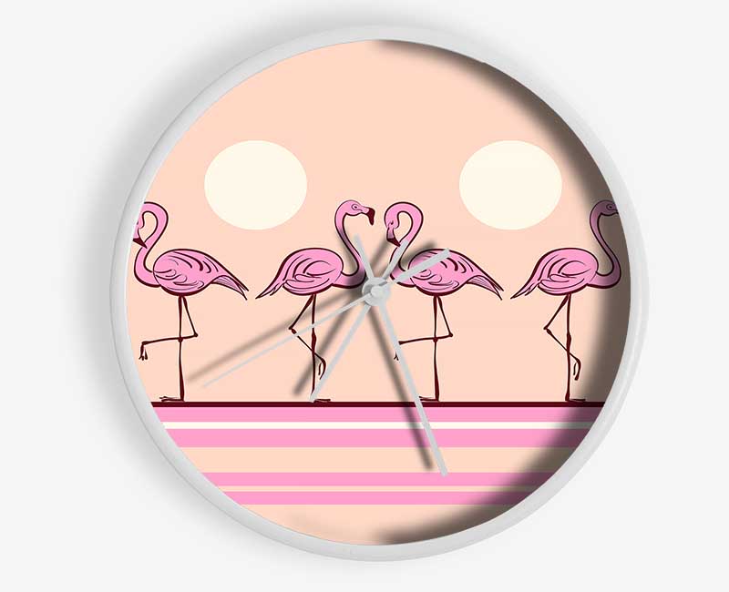 Pink Flamingo moon Clock - Wallart-Direct UK