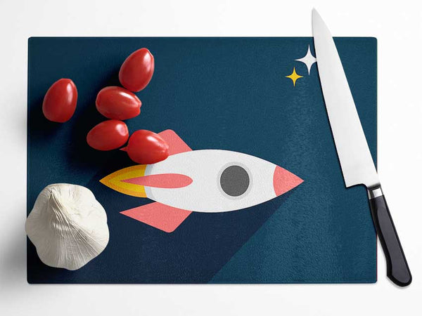 Rocket Amongst The Stars Glass Chopping Board