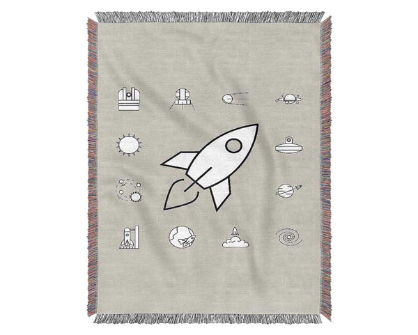 Rocket Blast Blues Woven Blanket