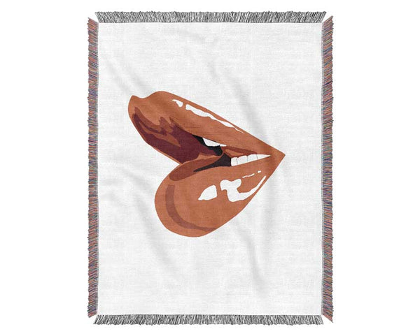 Pink Lips 1 Woven Blanket