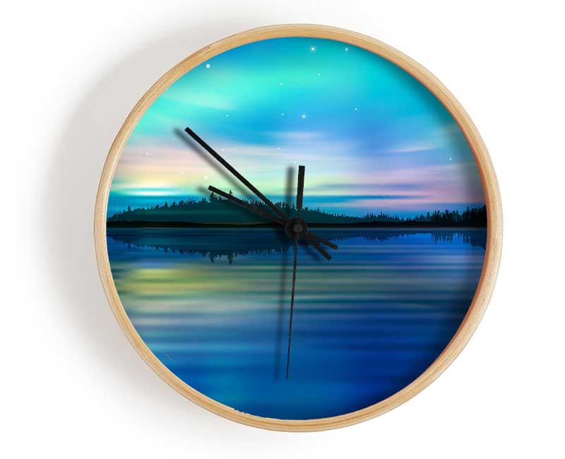 Northern Lights Lake Dream Clock - Wallart-Direct UK