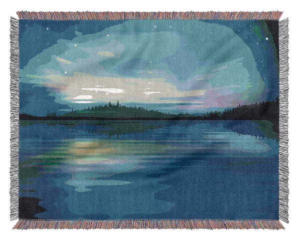 Northern Lights Lake Dream Woven Blanket