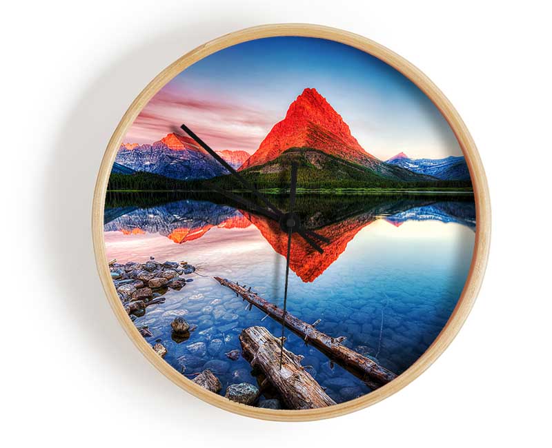 Reflections Of the Mountain Peak Lake Clock - Wallart-Direct UK