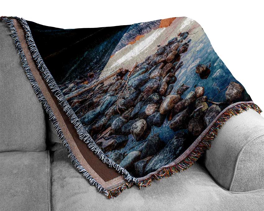 Reflections Of the Mountain Peak Lake Woven Blanket