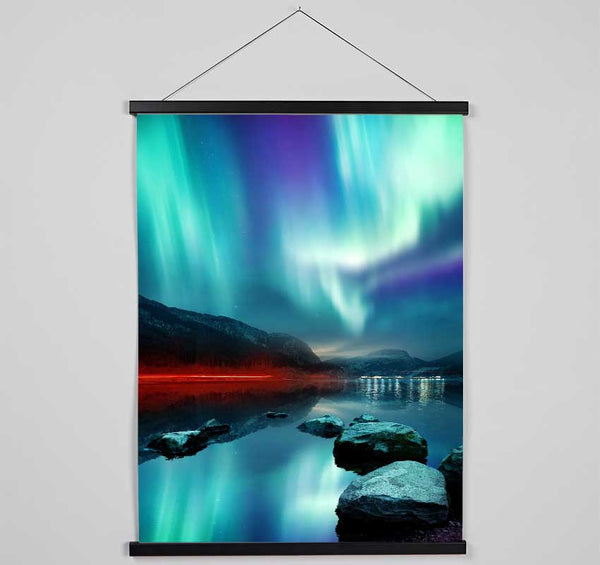 Northern Light red Beam Hanging Poster - Wallart-Direct UK