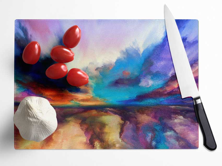 Cloud Burst Glass Chopping Board