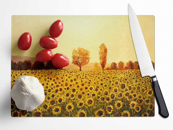 Nothing But Sunflowers Glass Chopping Board