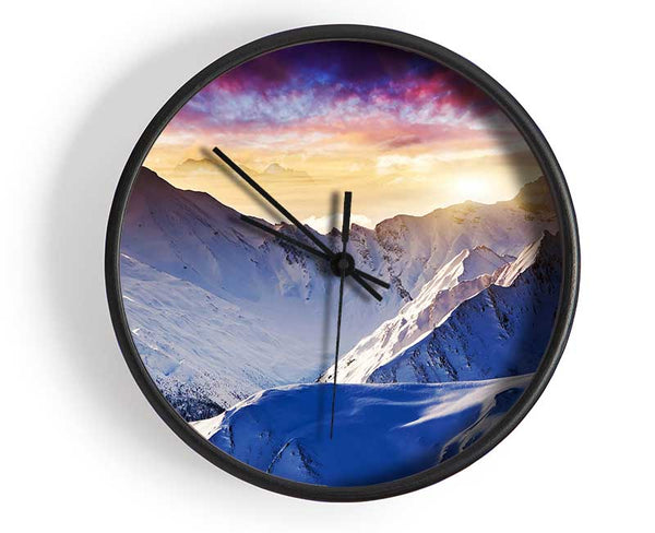 Snow Mountains 1 Clock - Wallart-Direct UK