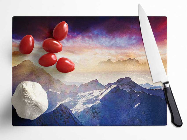 Snow Mountains 2 Glass Chopping Board