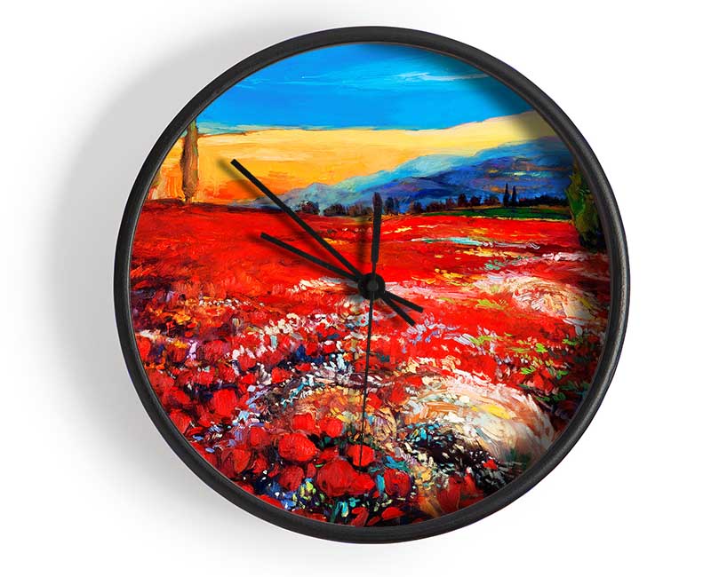 Red Tulip Paradise Clock - Wallart-Direct UK