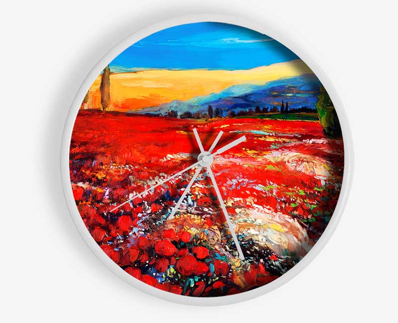 Red Tulip Paradise Clock - Wallart-Direct UK