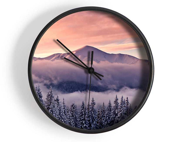 Mountain Winter Mist Clock - Wallart-Direct UK