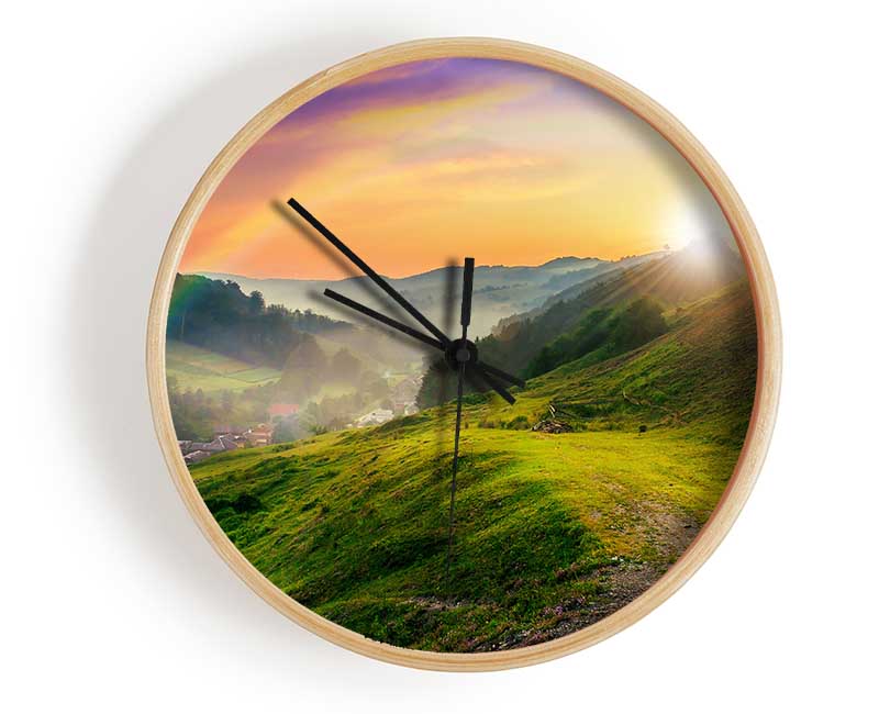 Green Rainbow Haze Clock - Wallart-Direct UK